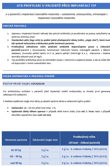 Přečtete si více ze článku ATB profylaxe u pacientů po implantaci TEP velkých kloubů (aktualizováno)