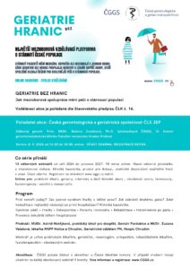 Plakát webináře Geriatrie bez hranic – Jeden pád může změnit celý život